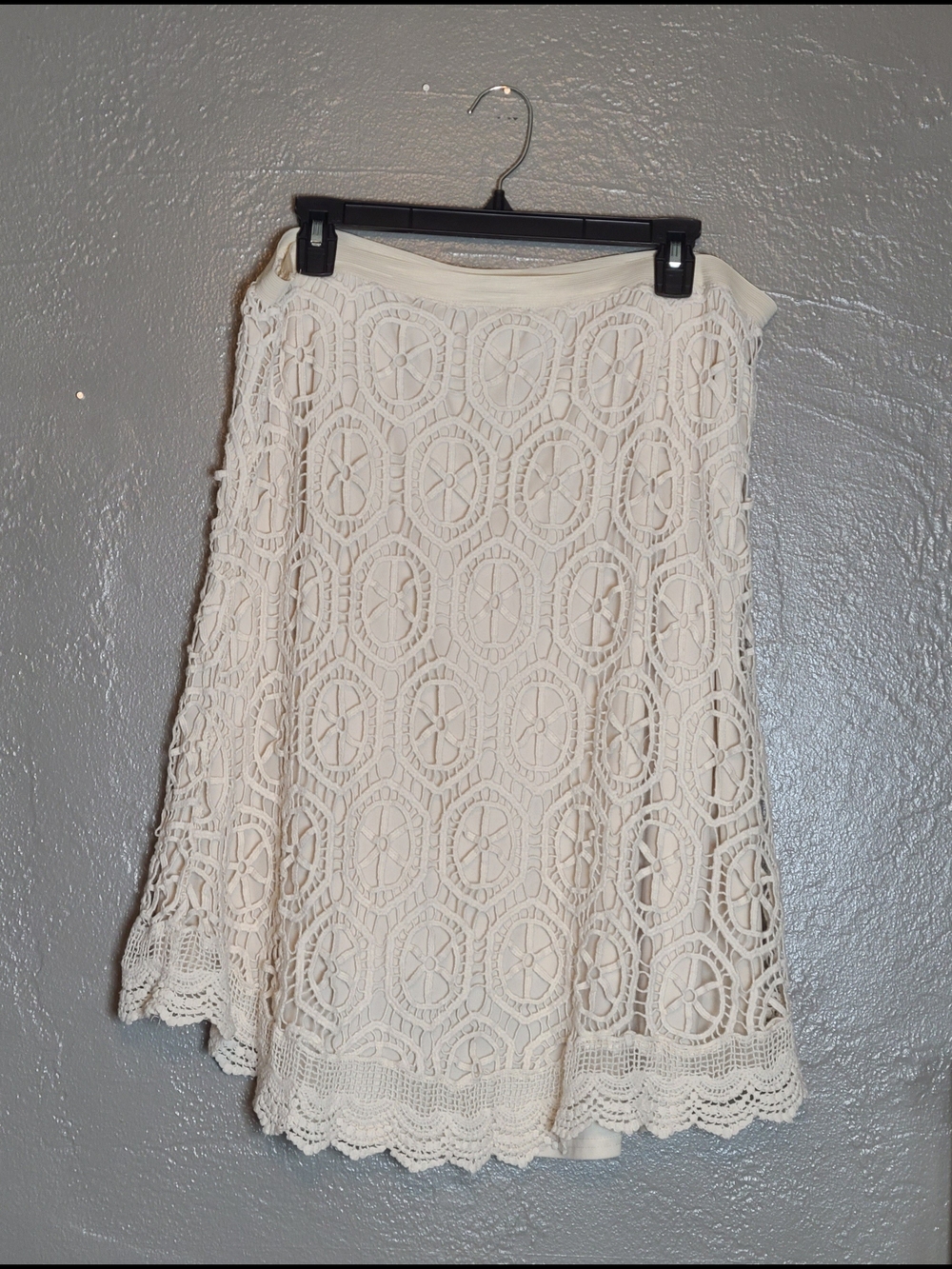 Cato Womens Delicate Cream Crochet Midi Skirt with Scalloped Hem XL Cottagecore - Picture 3 of 8